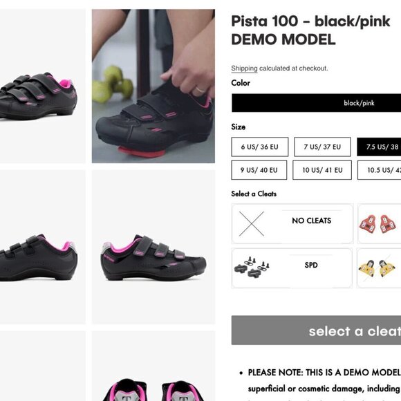 TOMMASO Cycling Shoes Women's Size 7.5 Black Pink Pista 100 Demo Model - Picture 2 of 11